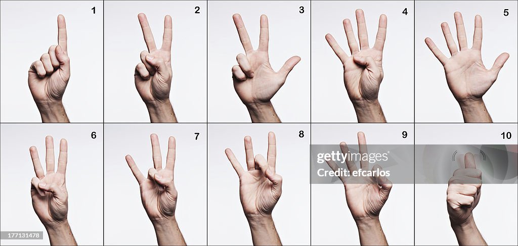 American Sign Language Numbers From 1 To 10 High-Res Stock Photo ...