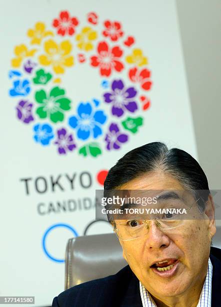 This photo taken on August 20, 2013 shows CEO of the Tokyo 2020 Bid Committee Masato Mizuno answering questions during an exclusive interview with...