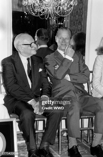 Armand Hammer and Prince Philip, Duke of Edinburgh, attend an event, presented by Shakespeare's Globe Foundation , at the Beverly Wilshire Hotel in...