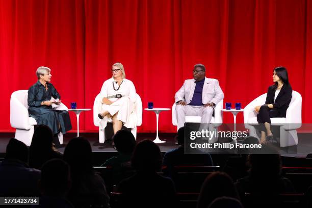 Hilary Pennington, Debra Whitman, Doug Moore and Lisa Ling speak onstage during day one of CareFest at UCLA Meyer and Renee Luskin Conference Center...