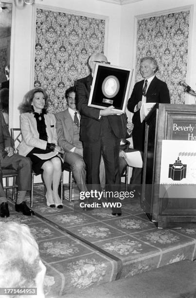 Ann Getty, Armand Hammer , and Sam Wanamaker attend an event, presented by Shakespeare's Globe Foundation , at the Beverly Wilshire Hotel in Beverly...