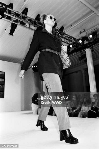 Model walks the runway in looks from Lane Bryant's promotional fashion show at the Puck Building in New York City on June 18,1997.