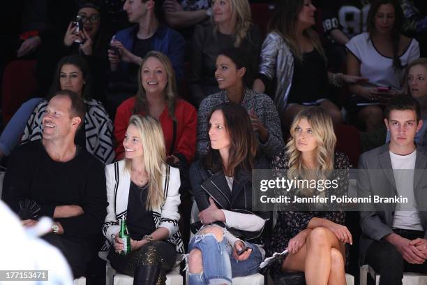 Fashion bloggers Tash Sefton and Elle Ferguson sit front row at the General Pants show during Mercedes-Benz Fashion Festival Sydney 2013 at Sydney...