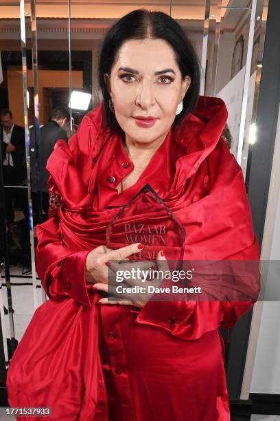 Marina Abramovic, winner of the Artist award, poses at the Harper's Bazaar Women of the Year Awards 2023 at Claridge's Hotel on November 7, 2023 in...