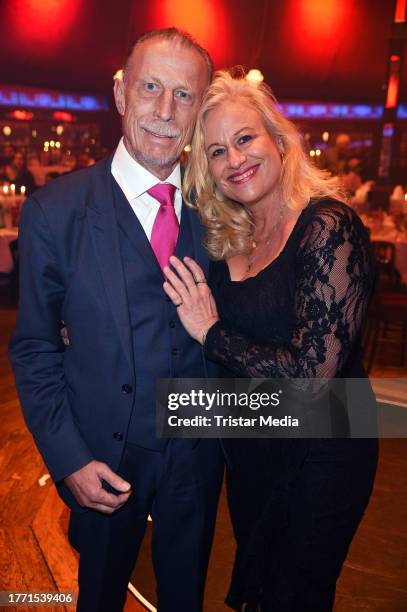 Christoph Daum and Angelica Camm-Daum during the "Palazzo Dinner Show" gala premiere at Spiegelpalast on November 8, 2023 in Berlin, Germany.