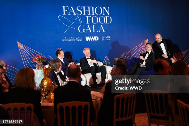 Takahiko Kondo, Valeriano Antonioli, Marco Bonaldo, and Alessandro Maria Ferreri at the WWD Fashion Loves Food Gala held at Palazzo Parigi Hotel on...