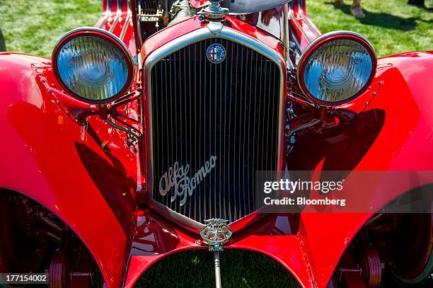 The front grill of a 1932 Alfa Romeo 8C 2300 Touring Spider is displayed during the 2013 Pebble Beach Concours d' Elegance in Pebble Beach,...