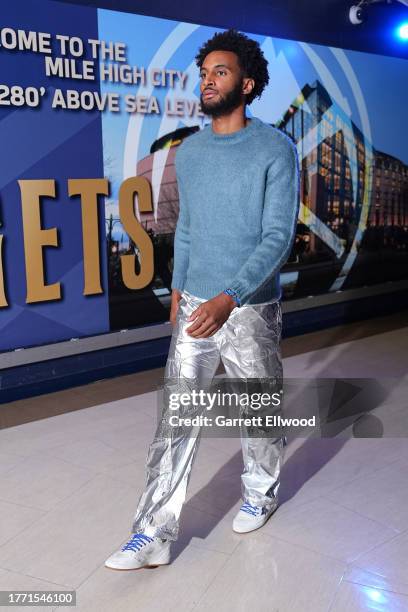 Braxton Key of the Denver Nuggets arrives to the arena before the game against the Golden State Warriors on November 8, 2023 at the Ball Arena in...