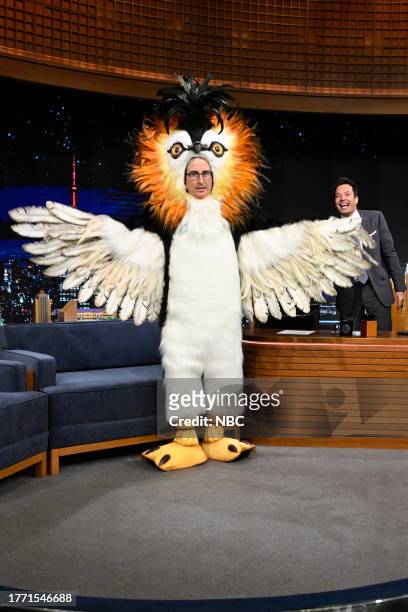 Episode 1871 -- Pictured: Comedian John Oliver arrives to his interview with host Jimmy Fallon on Wednesday, November 8, 2023 --