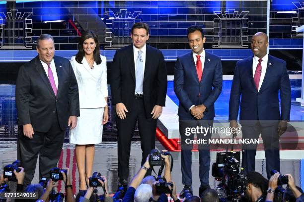 Former Governor of New Jersey Chris Christie, former Governor from South Carolina and UN ambassador Nikki Haley, Florida Governor Ron DeSantis,...