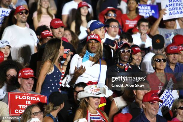 Supporters of former U.S. President Donald Trump attend a rally at The Ted Hendricks Stadium at Henry Milander Park on November 8, 2023 in Hialeah,...