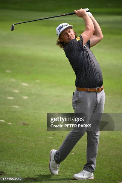 Australia's Cam Smith hits a shot on day one of the Hong Kong Open golf tournament at Fanling Golf Course in Hong Kong on November 9, 2023.