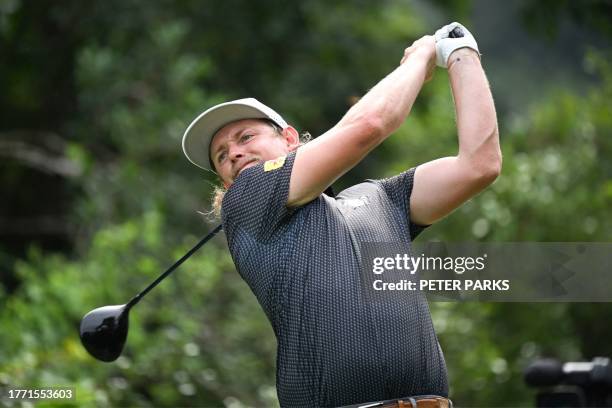 Australia's Cam Smith hits a shot on day one of the Hong Kong Open golf tournament at Fanling Golf Course in Hong Kong on November 9, 2023.