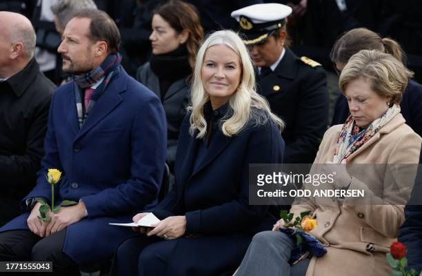 Crown Prince Haakon of Norway, Crown Princess Mette-Marit of Norway and the president of Berlin's House of Representatives Cornelia Seibeld, attend a...