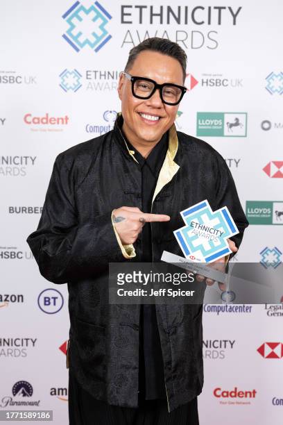 Gok Wan attends The Ethnicity Awards 2023 Winners Room at London Marriot Hotel on November 02, 2023 in London, England.