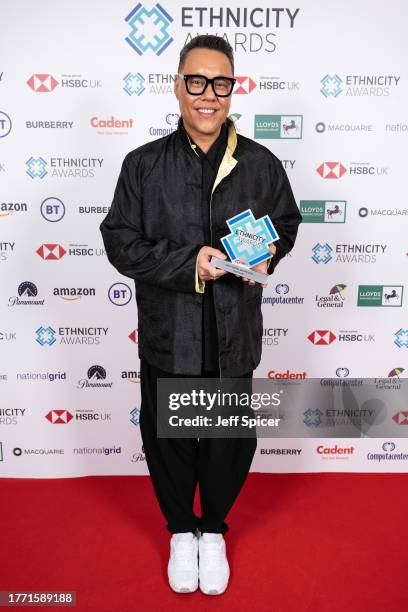 Gok Wa attends The Ethnicity Awards 2023 Winners Room at London Marriot Hotel on November 02, 2023 in London, England.