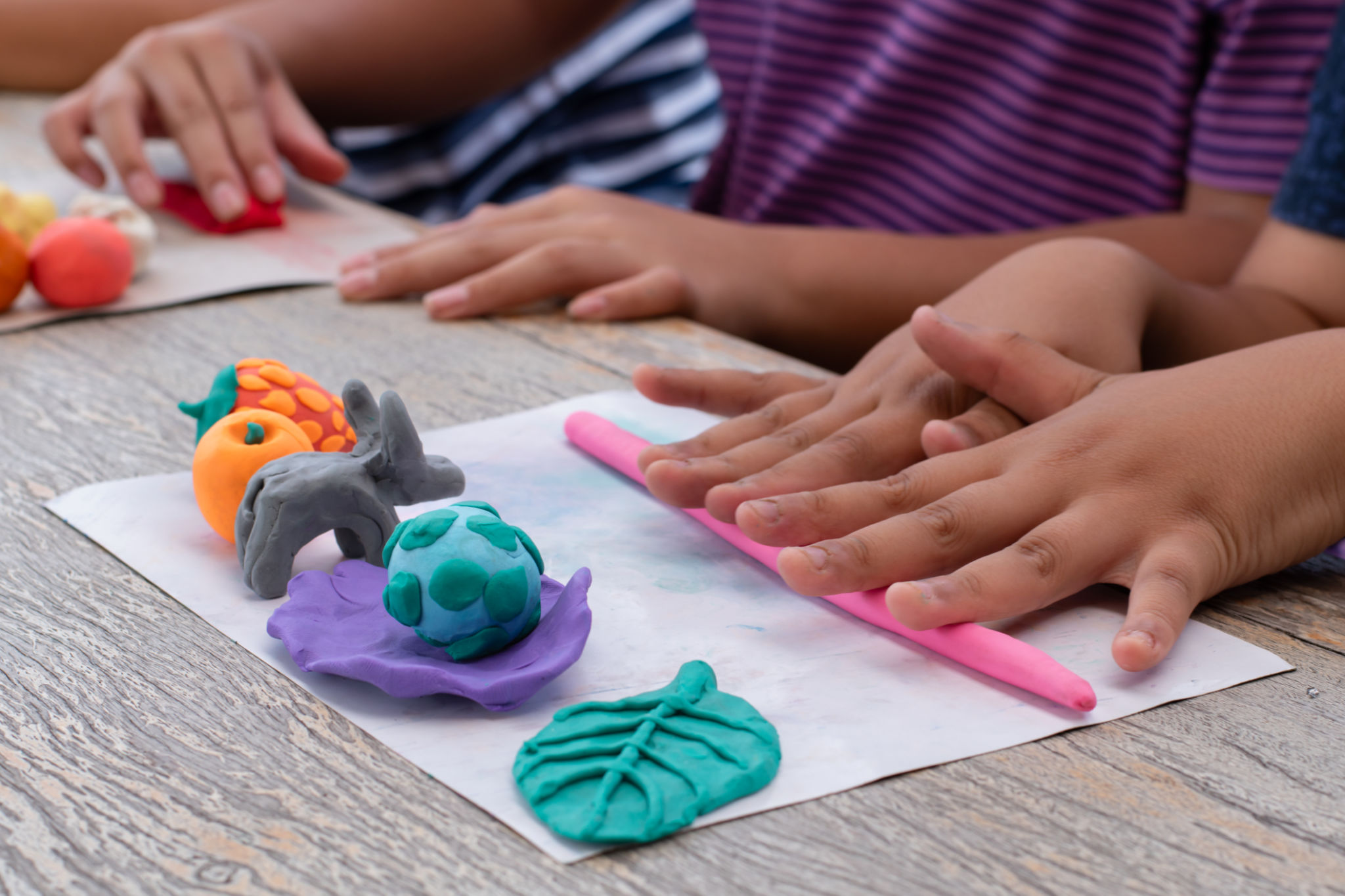 child playing art