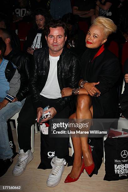 Black Angus and Connie Mitchell attend the General Pants show during Mercedes-Benz Fashion Festival Sydney 2013 at Sydney Town Hall on August 21,...