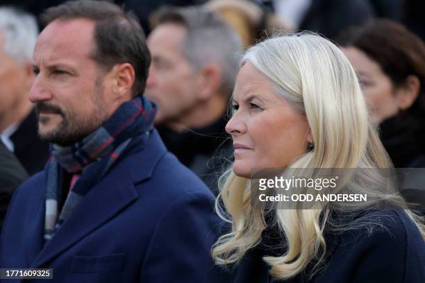 Crown Prince Haakon of Norway and Crown Princess Mette-Marit of Norway attend a commemoration for the 34th anniversary of the fall of the Berlin Wall...
