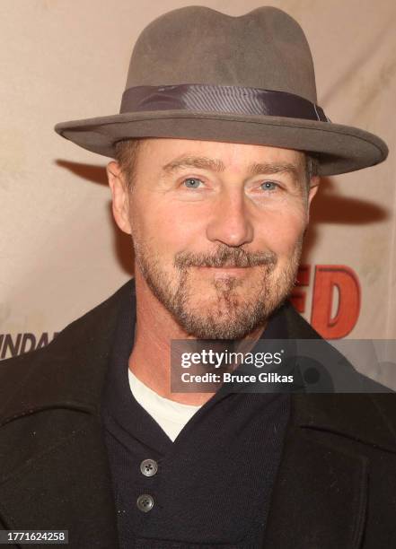 Ed Norton poses at the opening night of the new play "I Need That" on Broadway at The Roundabout Theatre Company/ American Airlines Theatre on...