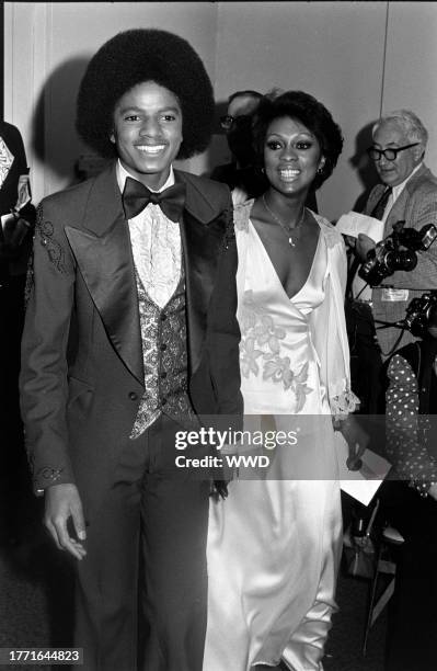 Michael Jackson and Lola Falana attend a party at the Miramar Hotel in Los Angeles, California, on January 31, 1977.