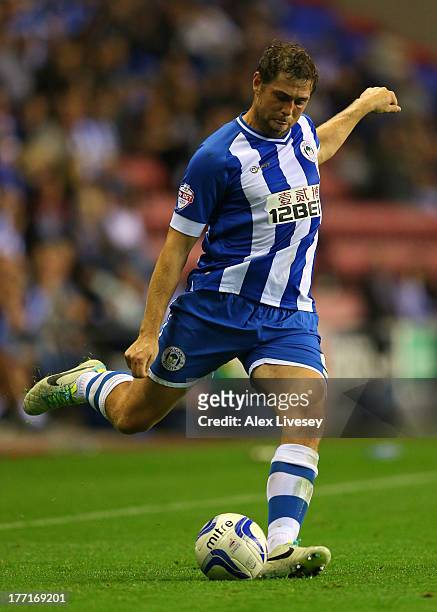 Grant Holt of Wigan Athletic during the Sky Bet Championship match between Wigan Athletic and Doncaster Rovers at DW Stadium on August 20, 2013 in...