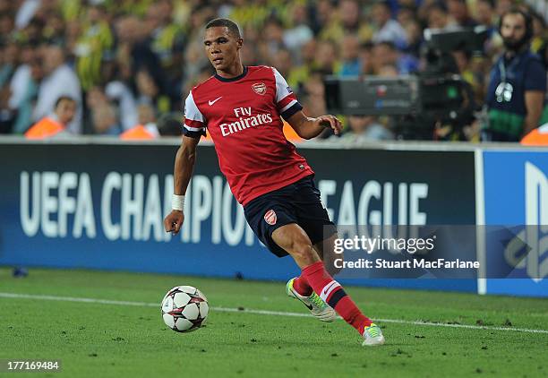 Kieran Gibbs of Arsenal during the UEFA Champions League Play Off first leg match between Fenerbache SK and Arsenal FC at sukru Saracoglu Stadium on...