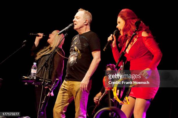 Cindy Wilson, Fred Schneider and Kate Pierson of The B-52's perform live during a concert at the Huxleys on August 21, 2013 in Berlin, Germany.