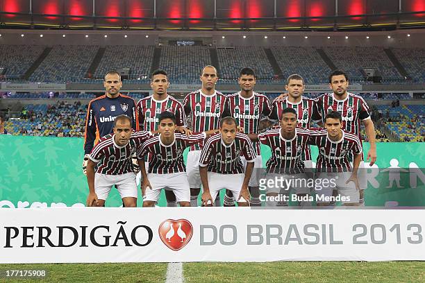 Players of Fluminense pose for photo before a match between Fluminense and Goias as part of Brazilian Cup 2013 at Maracana Stadium on August 21, 2013...