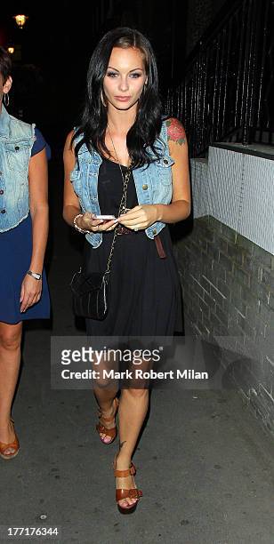 Jessica-Jane Clement sighting in Soho on August 21, 2013 in London, England.