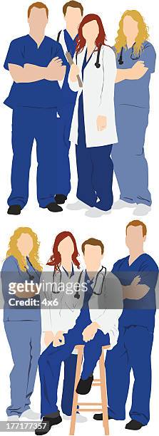 multiple images of medical professionals - group of doctors stock illustrations