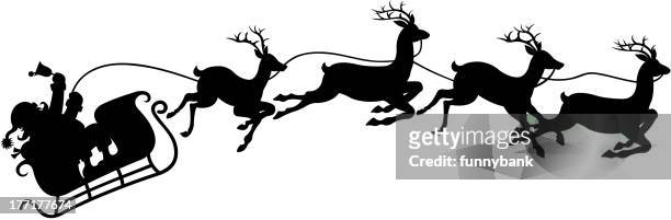stockillustraties, clipart, cartoons en iconen met santa's sleigh - reindeer