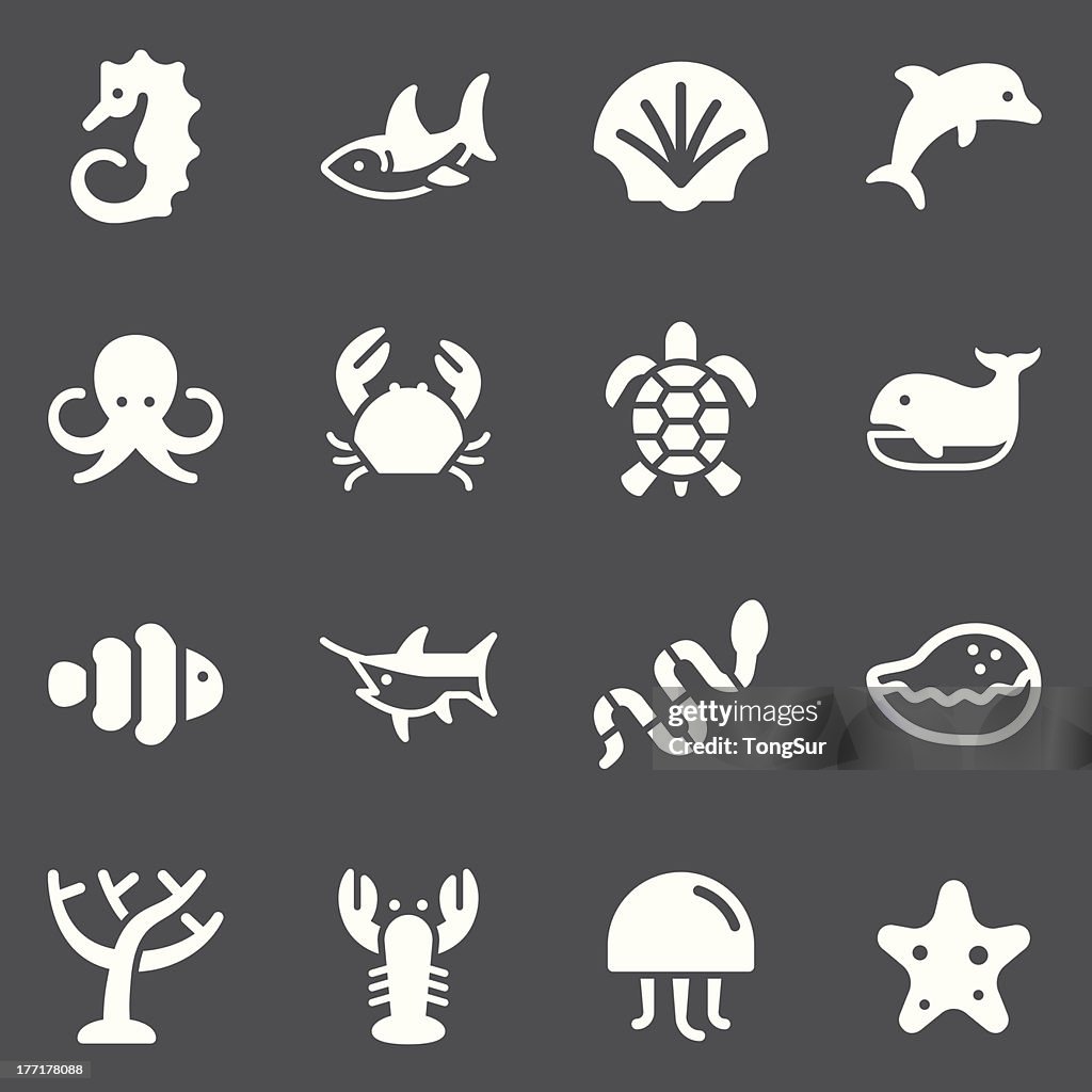 Marine Life Icons - White Series