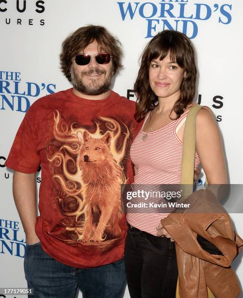 Actor Jack Black and Tanya Haden arrive at the premiere of Focus Features' "The World's End" at ArcLight Cinemas Cinerama Dome on August 21, 2013 in...