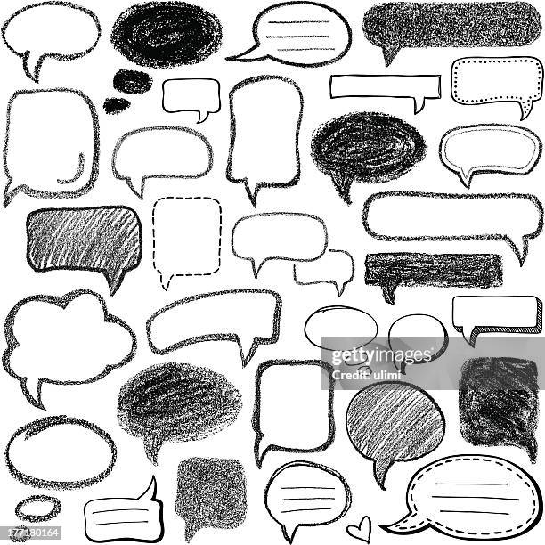 ilustrações de stock, clip art, desenhos animados e ícones de discurso de bolhas - desenho a lápis de cera