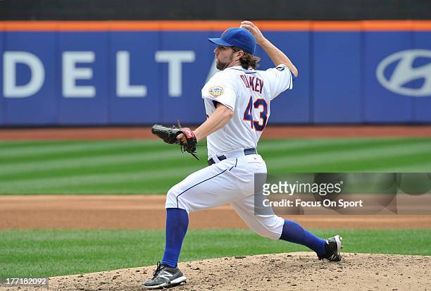 Dickey of the New York Mets pitches against the Pittsburgh Pirates during an Major League Baseball game September 27, 2012 at Citi Field in the...