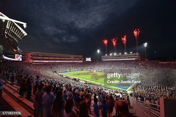 General view before the game between the Mississippi Rebels and the Vanderbilt Commodores at Vaught-Hemingway Stadium on October 28, 2023 in Oxford,...