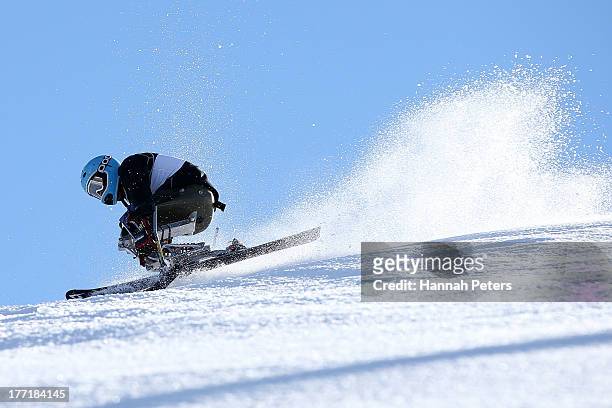 Heath Calhoun of the USA competes in the Mens Slalom Sitting LW12-2 race during the IPC Alpine Adaptive Slalom World Cup on day eight of the Winter...