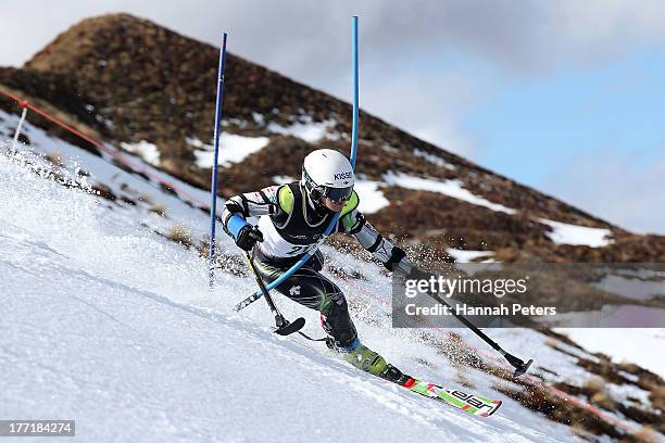 Hiraku Misawa of Japan competes in the Mens Slalom Standing LW2 race during the IPC Alpine Adaptive Slalom World Cup on day eight of the Winter Games...