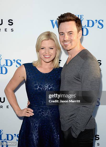 Actress Megan Hilty and Brian Gallagher arrive at the premiere of Focus Features' "The World's End" at ArcLight Cinemas Cinerama Dome on August 21,...