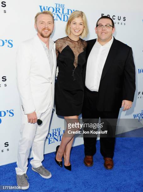 Actor Simon Pegg, actress Rosamund Pike and actor Nick Frost arrive at the Los Angeles Premiere "The World's End" at ArcLight Cinemas Cinerama Dome...