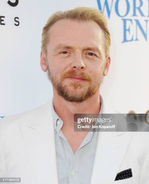 Actor Simon Pegg arrives at the Los Angeles Premiere "The World's End" at ArcLight Cinemas Cinerama Dome on August 21, 2013 in Hollywood, California.