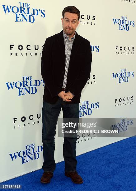 Actor Ed Helms poses on arrival for the L.A. Premiere of the film 'The World's End' in Hollywood, California, on August 21 2013. AFP PHOTO/Frederic...