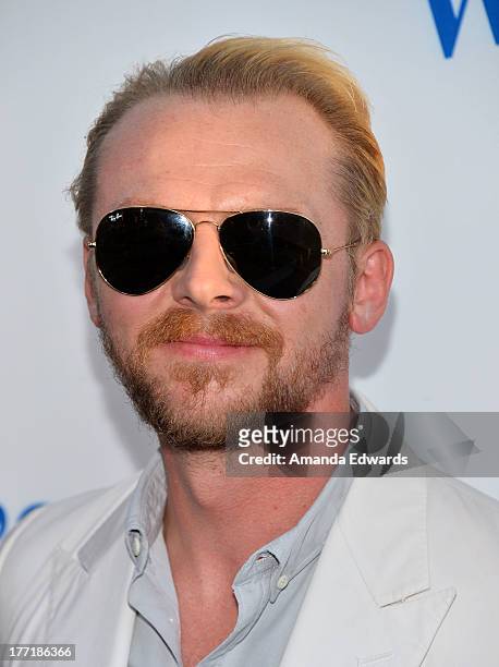 Actor Simon Pegg arrives at the Los Angeles premiere of "The World's End" at ArcLight Cinemas Cinerama Dome on August 21, 2013 in Hollywood,...