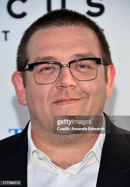 Actor Nick Frost arrives at the Los Angeles premiere of "The World's End" at ArcLight Cinemas Cinerama Dome on August 21, 2013 in Hollywood,...