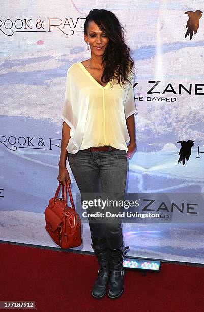 Actress Judi Shekoni attends the opening night of Billy Zane's "Seize The Day Bed" solo art exhibition at G+ Gulla Jonsdottir Design on August 21,...