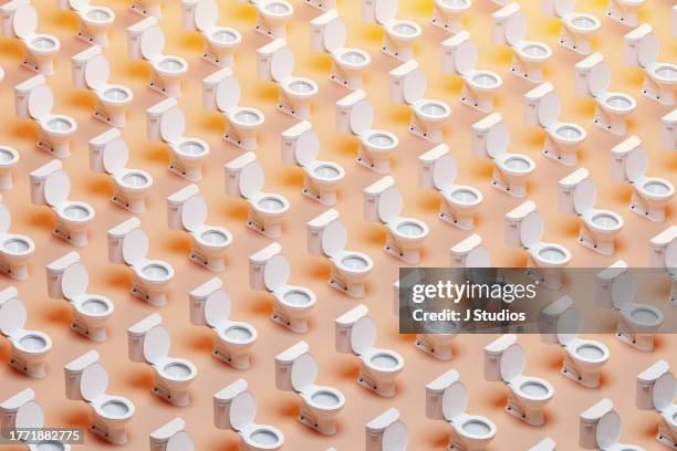 grid pattern of toilets - diarrhö stock-fotos und bilder