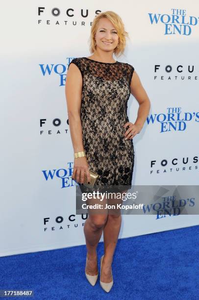 Actress Zoe Bell arrives at the Los Angeles Premiere "The World's End" at ArcLight Cinemas Cinerama Dome on August 21, 2013 in Hollywood, California.