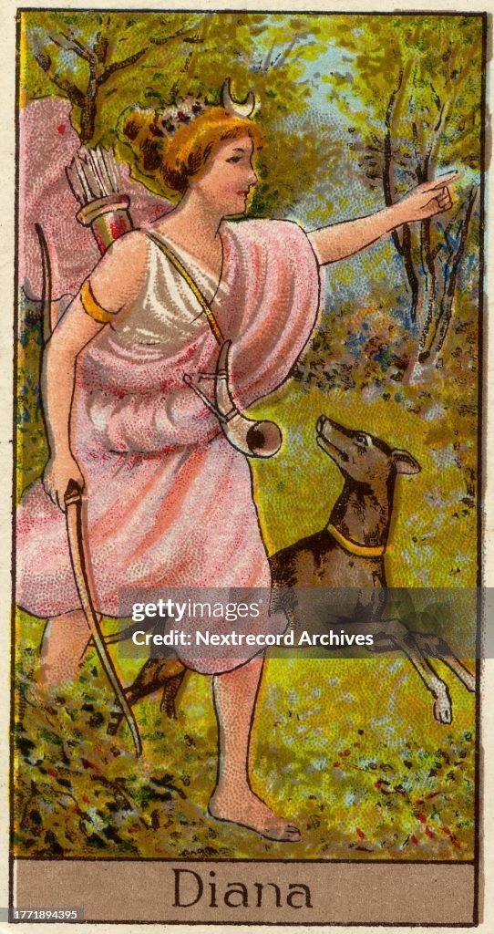 Diana, Vintage Cigarette Card, Mythological Gods and Goddesses series, 1924