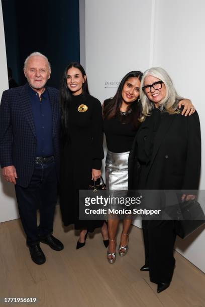 Anthony Hopkins, Demi Moore, Salma Hayek, and Stella Arroyave attend the opening reception for Sami Hayek's show: FREQUENCY at Christie's Beverly...